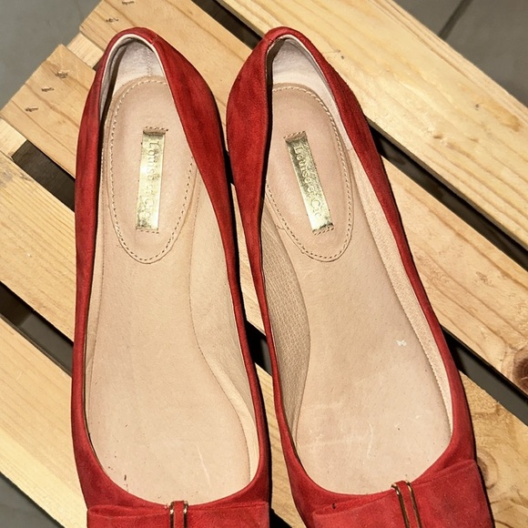 Louise et Cie Women‎ Flat Loafers Sz. 8.5 Round Toe Bow Red Suede - Picture 5 of 12